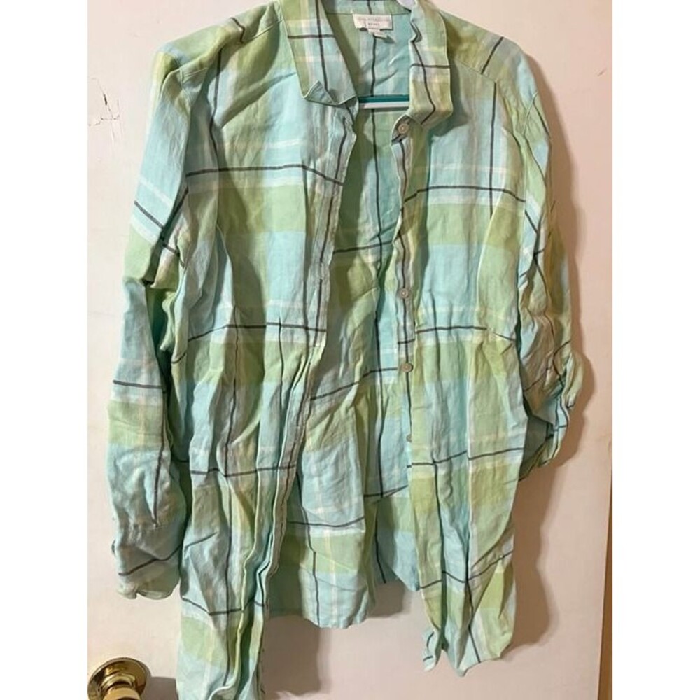 Charter Club plaid 18W button down shirt. 100% linen.